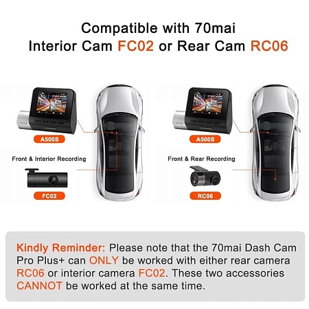 Видеорегистратор Xiaomi 70mai A500S Pro Dash Cam Pro Plus (2 камеры + GPS)